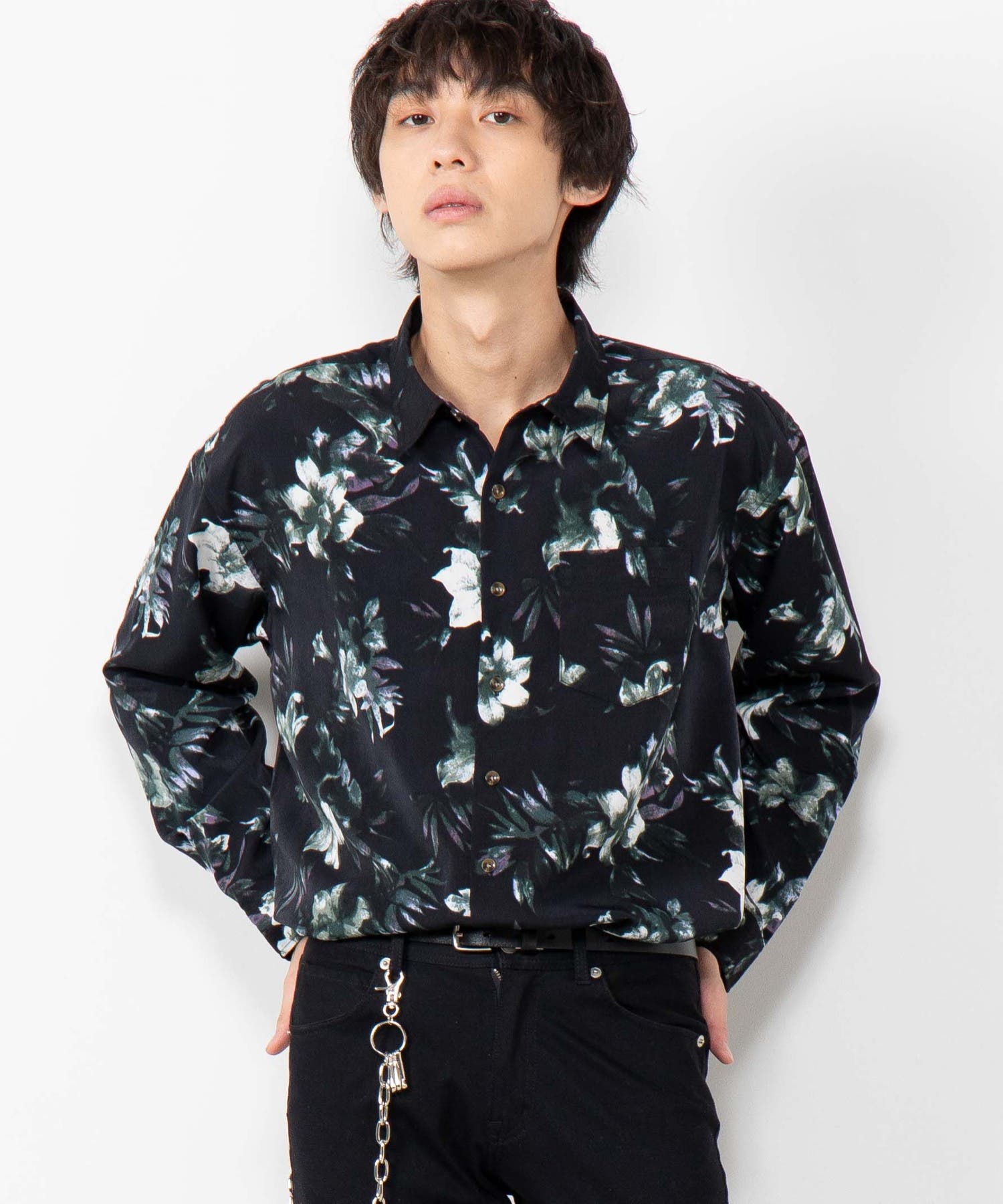 ダークフラワーシャツ WE19AU09-M2696[品番：WG010068954]｜WEGO【MEN 