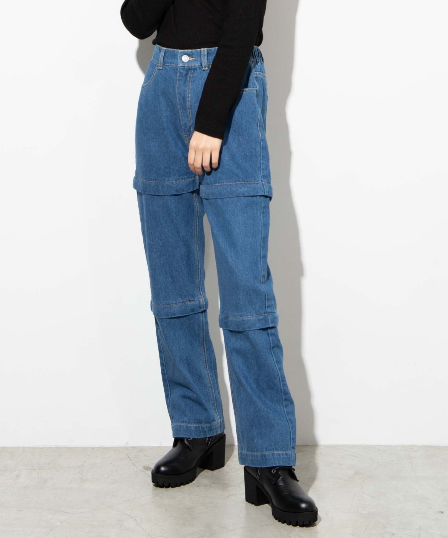 ジッパーデニムワイドパンツ WE19WN11-L7178[品番：WG010070991]｜WEGO