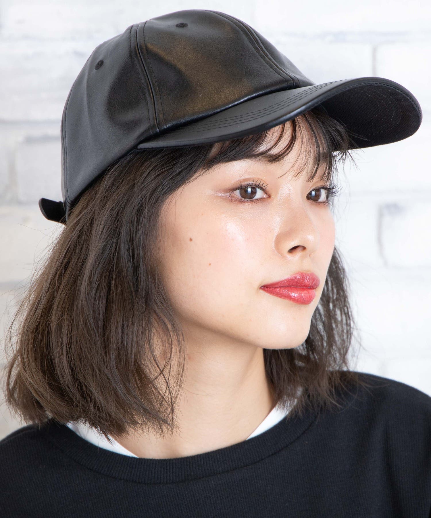 フェイクレザーキャップ 韓国 韓国ファッション 秋 冬 秋冬[品番