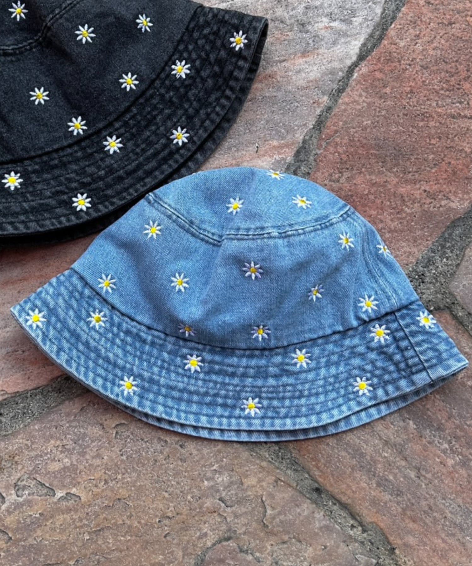 フラワー刺繍デニムバケットハットレディース 韓国 韓国