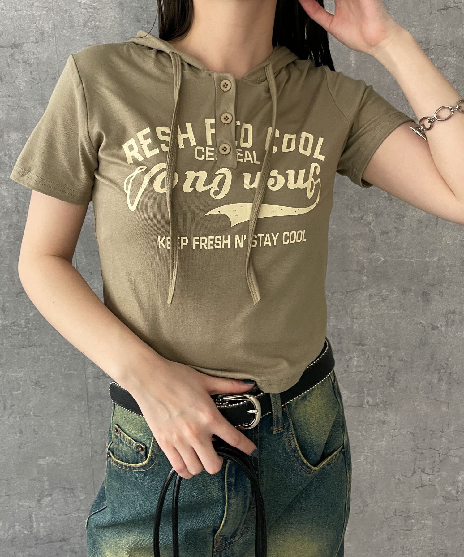 STAMP フード付きウィンドブレーカー＆エルドレッソTシャツ ロゴショートフード付きTシャツ[品番：WG010090309]｜WEGO【WOMEN
