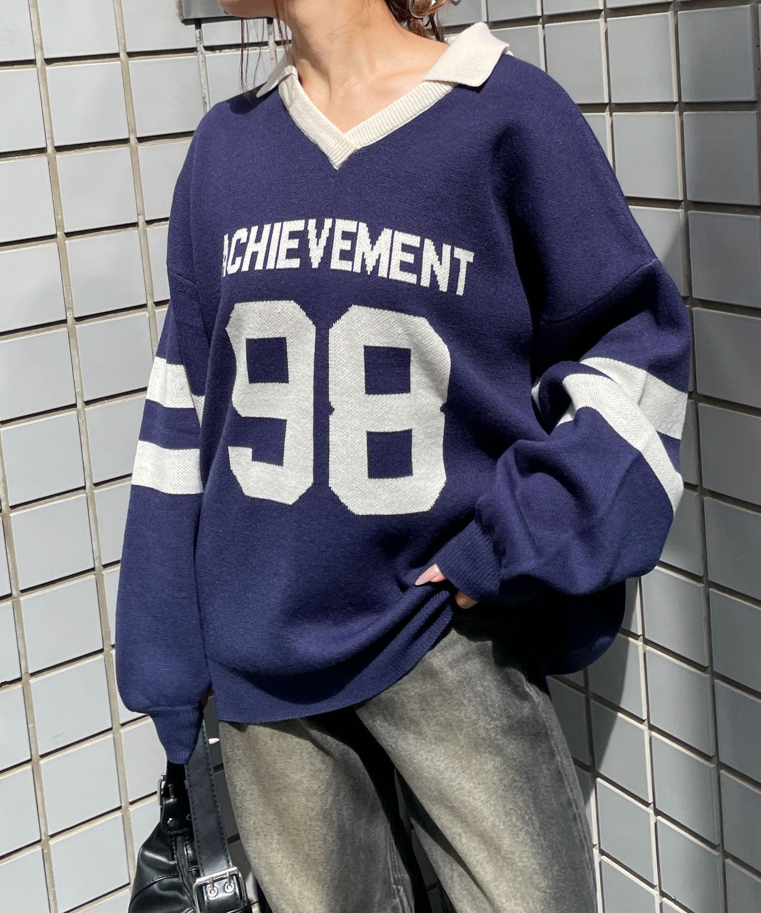 【値下げ可】MASONPRINCE ナンバリング ジャガードニット ポロシャツ 値下げ可】MASONPRINCE ナンバリング ジャガードニット ポロシャツ