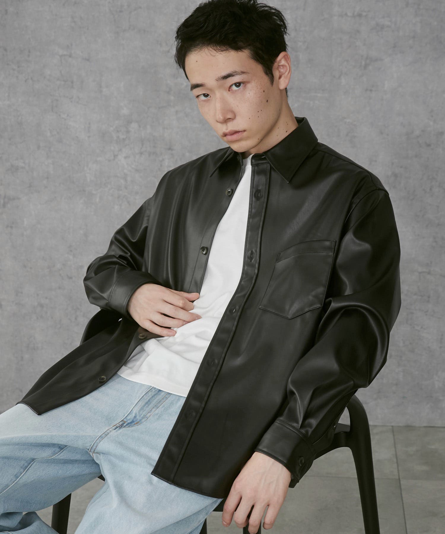 レザーシャツ シンセティックレザーシャツ(LS)[品番：WG010092923]｜WEGO【MEN