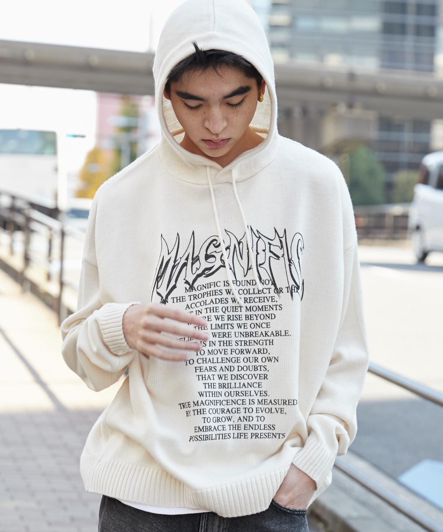 【yuni】 Pe washer hooded コート yuni Pe washer hooded コート（グラフィックプリントニット