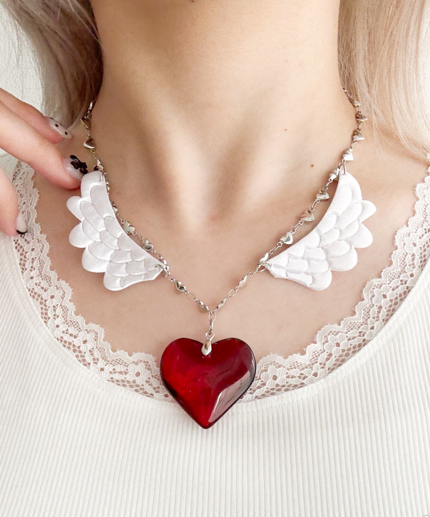 LBIG羽ハートチェーンネックレス[品番：WG010095111]｜WEGO