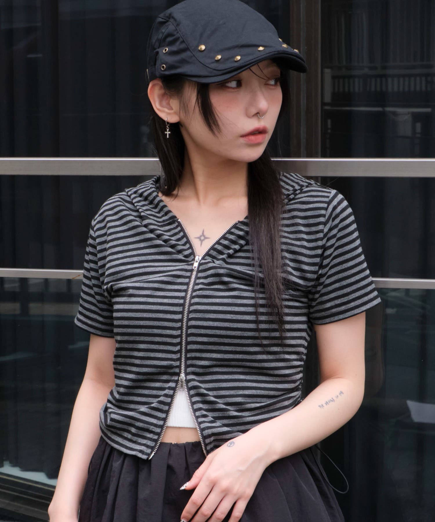 ボーダーサイドドロストWジップパーカー[品番：WG010095414]｜WEGO 