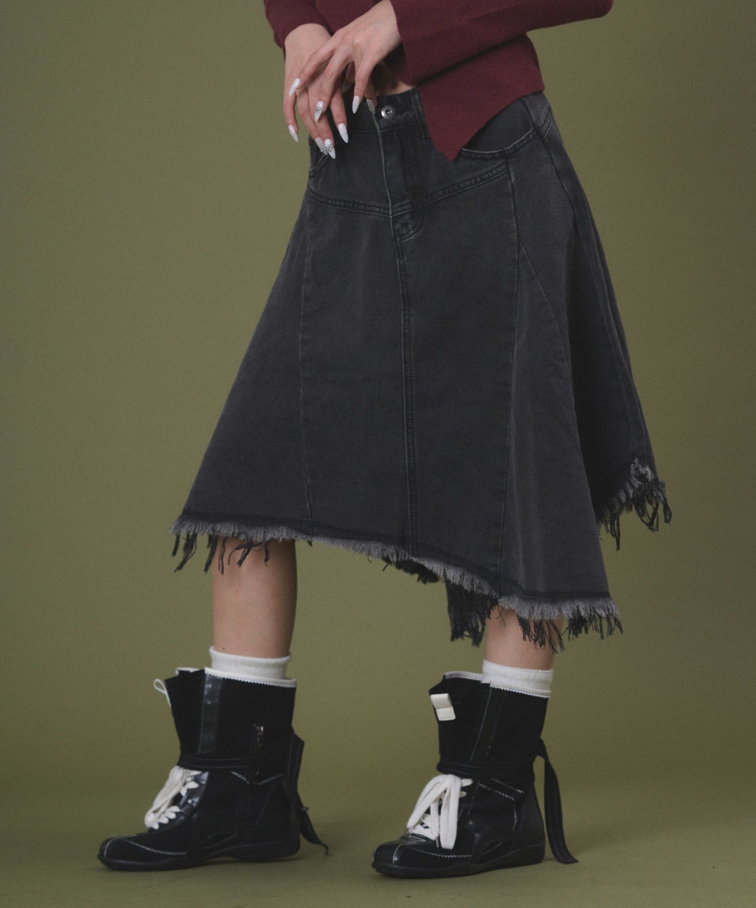 タックフリンジデニムスカート[品番：WG010097337]｜WEGO【WOMEN 