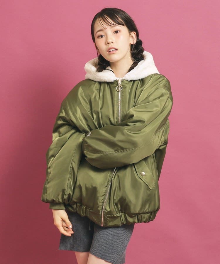 双子♡ ピンクラテ　リバーシブル　エコファー フーディ付き】モコモコ リバーシブルエコファー[品番
