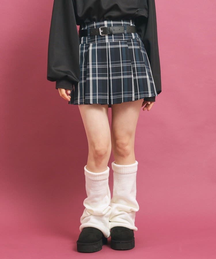 【メーカー直売】 チェック柄追加！ベルト付きプリーツスカート[品番：WRDW0212245 フォーマル・ドレス・スーツ