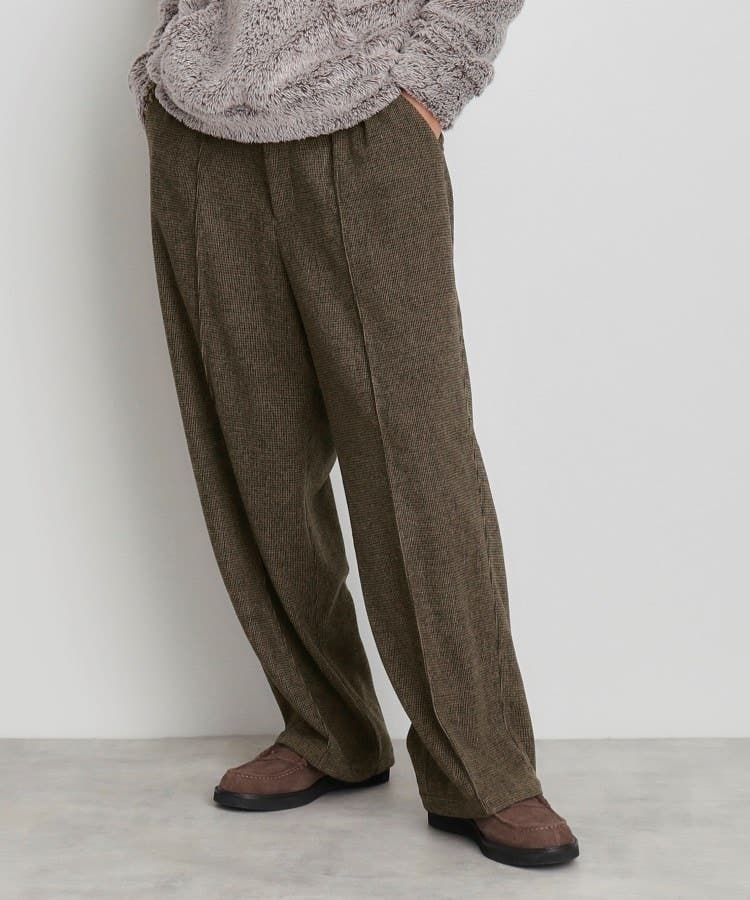 タックワイドスラックス ブラック／グレンチェック／ブラウン