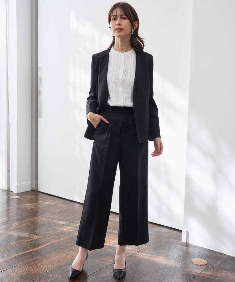 ≪通勤・セレモニーセットアップ対応≫ ワイドパンツダブルクロス