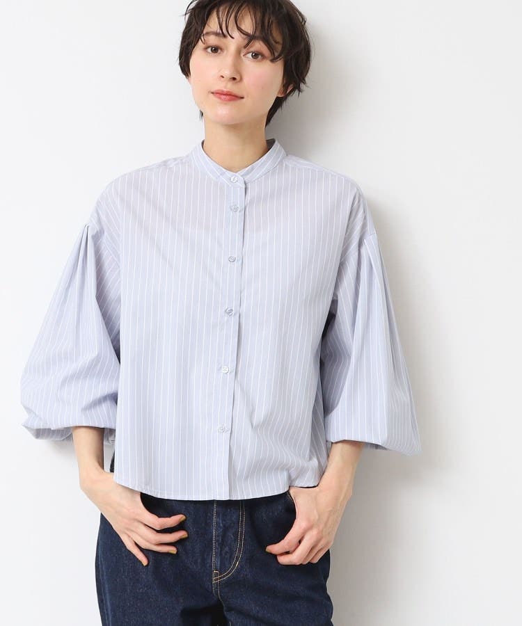 【楽天カード分割】 洗える】バンドカラーストライプシャツ（XS～L）[品番 スカート