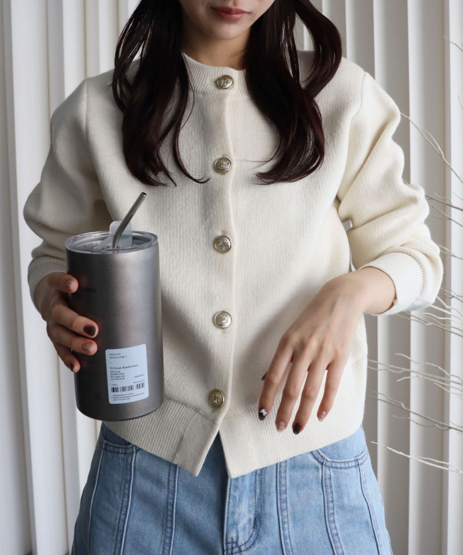 美品✨イエナ ダブルフェイスニットカーディガン 金ボタン 赤 IENA（イエナ）の「《追加》ダブルフェイスニットカーディガン