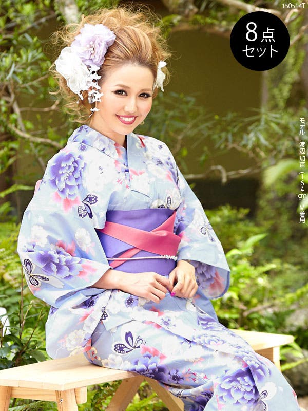浴衣着物￼￼、グレー￼花柄￼蝶々模様￼ セオα着物・浴衣（花と蝶 / グレー） | ＃さく研究所