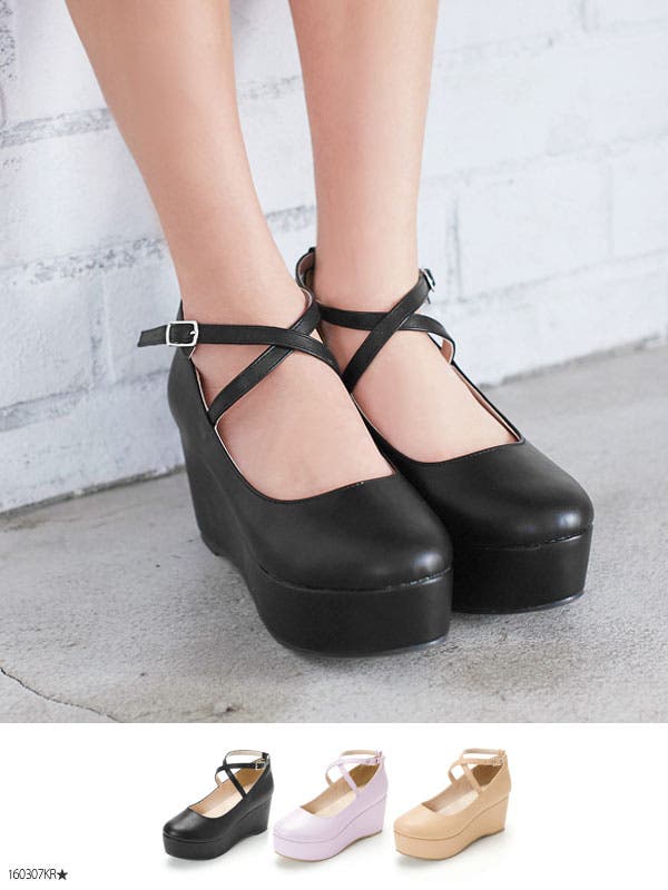 Grape 厚底 パンプス lus. lus.2282 ストラップ付パンプス 厚底 ヒール7cm 歩きやすい