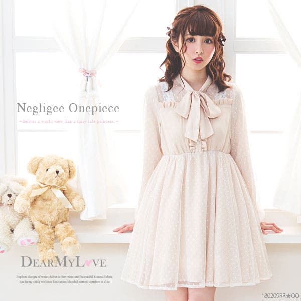 お嬢様ボウタイドットチュールワンピース|DML|PR|SW||][品番