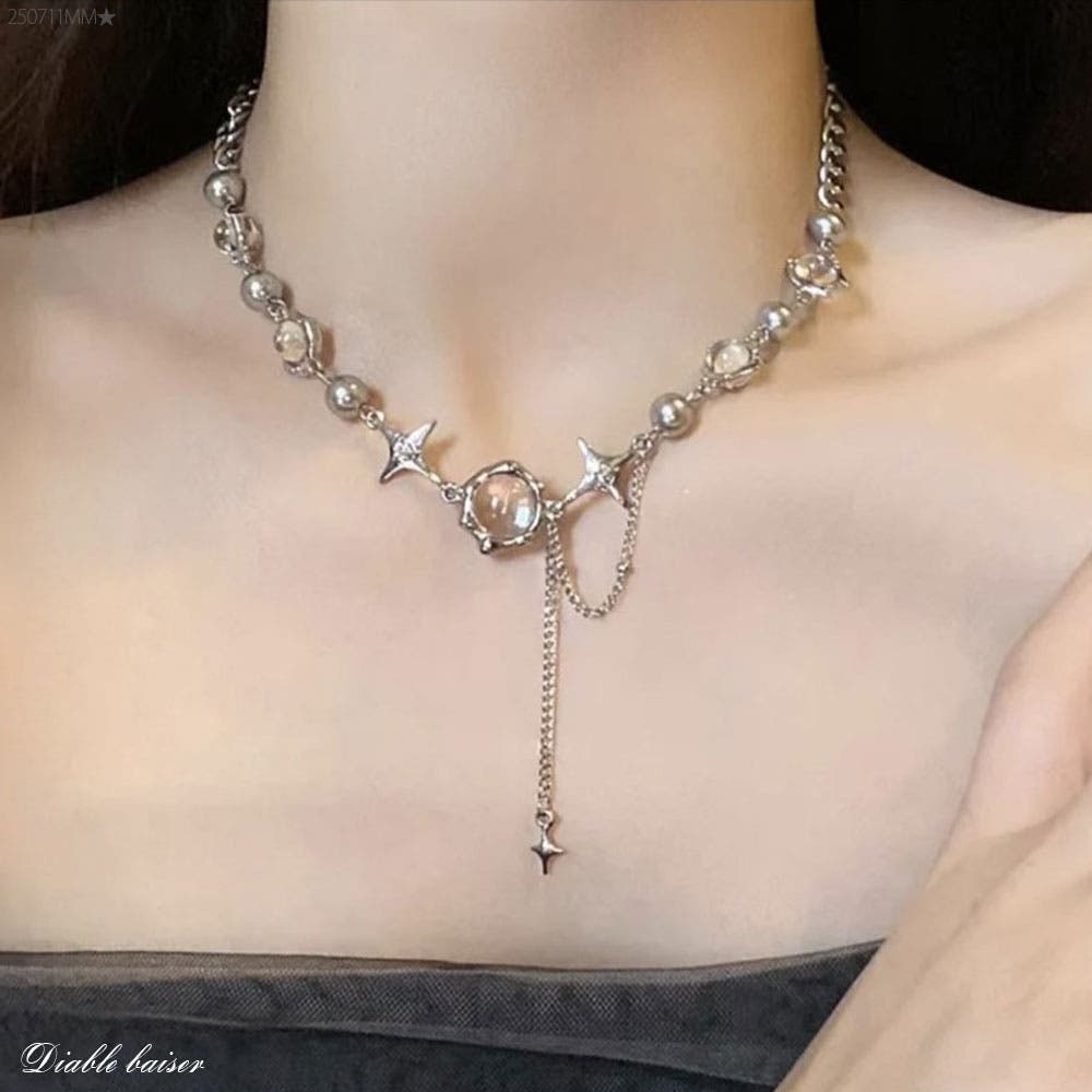 シルバーボールチェーンネックレス 韓国 夢展望[品番
