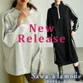 【New】サイドラインハーフジップワンピース他☆新作☆