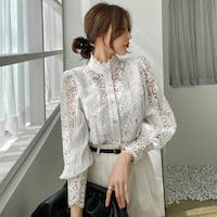 《NEW！》☆春の新着商品3/31☆ハイネックレースブラウス