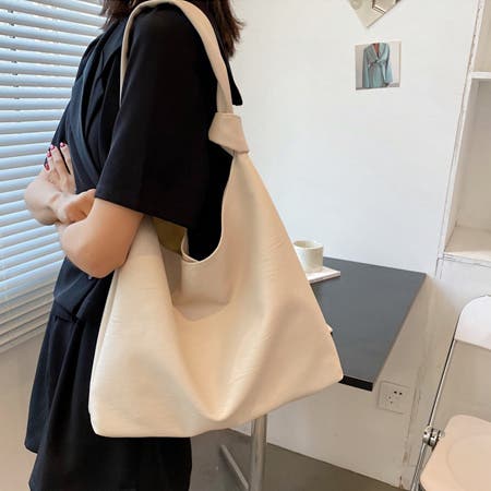 【Hot】フェイクレザー ノットハンドル トートバッグ