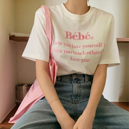 【New】Bebeロゴ刺繍 Tシャツ