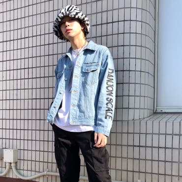 新作Gジャンを使った韓国コーデ☆ロゴやフォトプリントをあしらったGジャンはおすすめITEM‼シンプルになりすぎないようにハットでワンポイント‼【スタッフ/178cm】