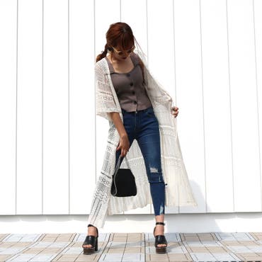 チェーンBAGが再入荷♪透け感&ロング丈でこなれるカーディガンをこれからの季節にさらっと羽織りたい気分♪