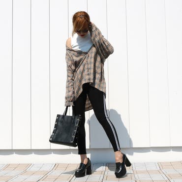 サイドラインレギンスはストレッチが効いていて穿き心地良し♪