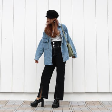 ステッチデザインが可愛いワイドパンツ♪